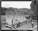 Plywood silo under construction at Geo. Tinnerstad farm, 6/1946, #22436_1