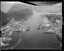 Aerial view of mouth of Chehalis River , 7/31/65, #48626_1