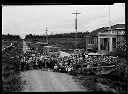 Finch Farms kids and Boy Scouts outside home with buses to circus, 5/30/1929, #11428_1