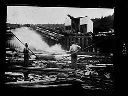 Boom men at Clemmons log dump probably at Preachers Slough, circa 1910, #4533_1