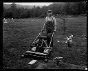 Lawnmower and name plates at cemetery, 08/23/1932, #12627_1