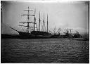 Masted sailing ship at dock, circa 1926, #8077_1