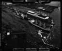 Aerial view of new barge at Port dock, 11/20/65, #49205_1