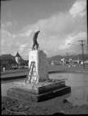 Removing base of Doughboy statue with jackhammer, 3/15/1961, #38579_1