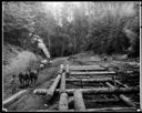 Logging railroad construction with horses, circa 1918, #10052_1