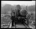 Men with big logs on rail car, 5/1929, #11378_1