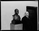 Professor Eldridge Wheeler with his portrait bust, 12/18/1929, #11795_1