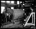 Three men with heavy machinery in factory, 7/1934, #13511_1