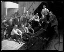 Group portrait of workers at sawmill exterior, 8/16/1934, #13599_1