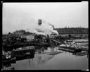 Sawmill exterior with log pond, 11/9/1934, #13678_1