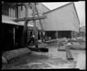 Pond bucking a log at sawmill, circa 1935, #14386_1