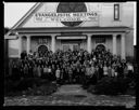 Group of children in front of Hoquiam Baptist chutch, 1/11/1937, #14713_1