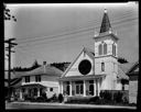 Older couple in front of Baptist Church, Hoquiam, 6/5/1937, #14926_1