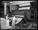 Two workmen with pulp cutter in factory interior , 3/14/1938, #15479_1