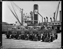 Hyster lumber carriers  at Anderson & Middleton dock with their ship CADARETTA, 6/7/1947, #23467_1