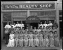 DeWitt's Beauty School group portrait, women in vintage clothes , 8/24/1938, #15837_1