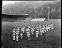 Moclips school marching band in Olympic Stadium, 10/1939, #16695_1