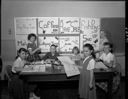 Students making posters for Robert Gray School Carnival, 3/11/1960, #36223_1