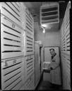 Cold storage locker at Quinault Mercantile, 8/15/1939, #16716_1