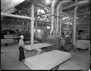 Plywood factory interior with workers, circa 1940, #17665_1