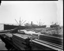 SS OREMAR and SS MASSMAR at dock with lumber, 3/12/1941, #18115_1