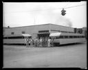 Two plywood trailers outside plant with workers, 6/20/1944, #20979_1