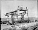 Hoisting new log crane into position, circa 1955, #29456_1