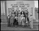 Rayonier hardhat group with safety sign, 8/29/1957, #32443_1