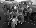 Robert Gray School kindergarten class with firetruck, 11/20/1962, #42609_1