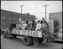 Senior citizens on parade float, Hoquiam Jubilee, 8/3/1963, #43998A_1