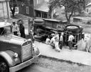 Overturned garbage truck at 721 First Ave., 8/8/1956, #31346_1