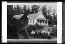 Group of children near schoolhouse?, circa 1900, #G0124_1