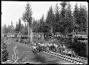 Loggers on track by camp, circa 1915, #G0248_1