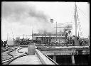 Ship CITY OF NOME on fire at dock, 6/3/1927, #G0398_1