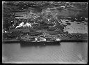 Aerial view of ship at  Blagen Mill dock, circa 1922, #G0484B_1