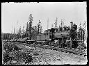 Polson Logging Co., six men with train, circa 1910, #G0541_1