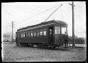 Grays Harbor Railway & Light Co. streetcar #14 with two workers , circa 1910, #G0543_1