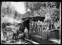 Group of loggers with donkey engine, circa 1915, #G0569_1