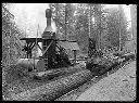 Two loggers with donkey engine, circa 1920, #G0571_1