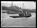 Steam schooner NEHALEM and tugboat FLORA BROWN, probably on Chehalis River, circa 1915, #G0953_1