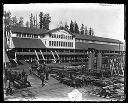 Pacific Lumber Co. exterior with workers, circa 1910, #G1174_1