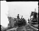 Loggers, log, donkey engine and log pond, circa 1907, #G1346_1