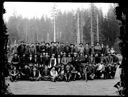 Group portrait of loggers and bicycle, circa 1905, #G0621_1