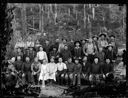 Group of loggers and crew with megaphone, circa 1905, #G0655_1