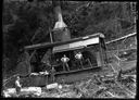 Loggers and donkey engine on sled, circa 1915, #G1274_1