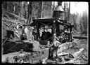 Loggers and donkey engine on sled, circa 1922, #G1296_1