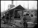 Loggers and donkey engine on sled, circa 1910, #G1431_1