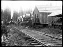 Camp 1 - train & barracks - Polson Logging Co, circa 1910, #G1434_1