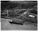 Aerial view of log export dock on old Bay City Mill site, 5/31/1967, #52227_1