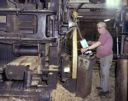 Junior McAllister cutting last log at Anderson & Middleton mill, 7/11/1978, #65461-19_1